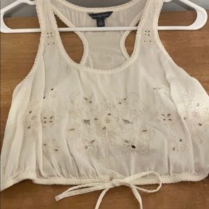 Eyelet, sleeveless crop top